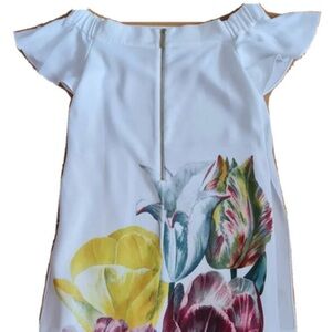 Ted Baker London White Blouse with Floral Design